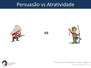 Aceleramos os Resultados da Sua Empresa
www.paulodevilhena.com
Persuasão vs Atratividade
VS
 