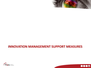 INNOVATION MANAGEMENT SUPPORT MEASURES




                                         18
 