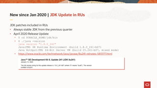 Recommendation | Find out more on the Upgrade Blog
Quarterly Patch Cycles JDK Information
 
