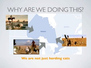 WHY ARE WE DOING THIS?




   We are not just herding cats
 