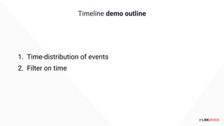Timeline demo outline
1. Time-distribution of events
2. Filter on time
 