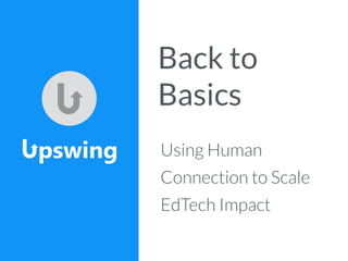 Using Human
Connection to Scale
EdTech Impact
Back to
Basics
 