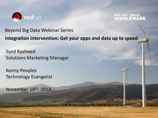 Beyond Big Data Webinar Series 
Integration intervention: Get your apps and data up to speed 
Syed Rasheed 
Solutions Marketing Manager 
Kenny Peeples 
Technology Evangelist 
November 19th, 2014 
1 RED HAT JBOSS MIDDLEWARE 
 