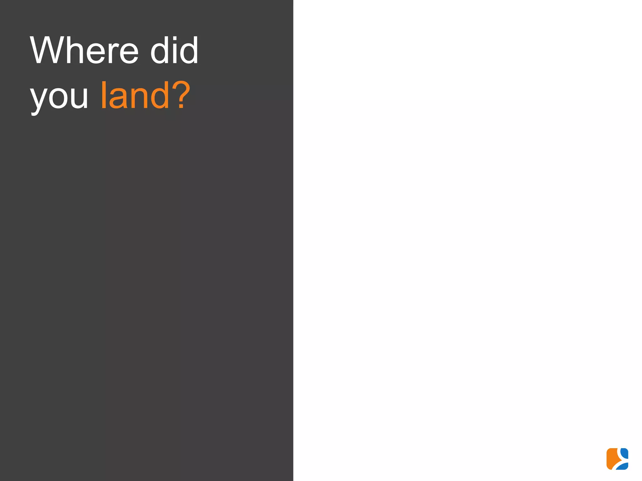 Where did
you land?
 
