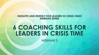 WEBINAR 3/12
Coaching skills for leaders in crisis time
INSIGHTS & ENERGY FOR LEADERS IN CRISIS-TIMES
A LEADERSHIP FOR GREATNESS WEBINAR SERIES
WITH JEAN-FRANCOIS COUSIN, GLOBAL EXECUTIVE COACH, SPEAKER AND AUTHOR
 