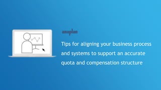 Tips for aligning your business process
and systems to support an accurate
quota and compensation structure
 