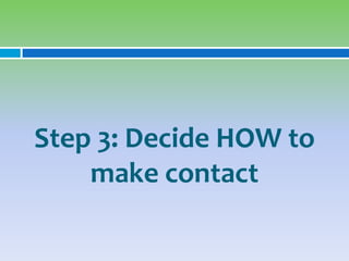 Step 3: Decide HOW to
    make contact
 