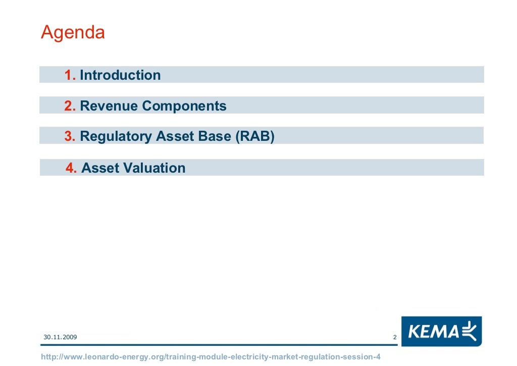 Electricity Markets Regulation Lesson 4 Regulatory Asset Base