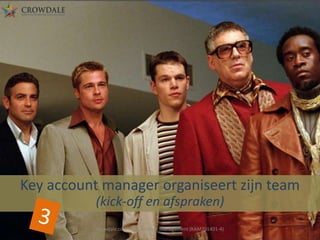 Key account manager organiseert zijn team
(kick-off en afspraken)
Crowdale.com - Key Account Management (KAM201401-4)

 