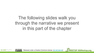 The following slides walk you
through the narrative we present
in this part of the chapter
SSIMeetup.orgReleased under a Creative Commons license. (CC BY-SA 4.0).
 