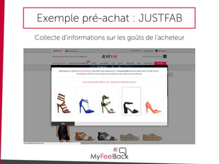 Exemple pré-achat : JUSTFAB
Collecte d’informations sur les goûts de l’acheteur
 