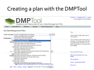 DMPTool Webinar 6: Health Sciences and the DMPTool (presented by Lisa Federer)