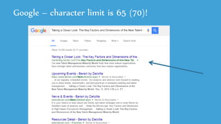 Google – character limit is 65 (70)!
 