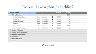 Do you have a plan / checklist?
 