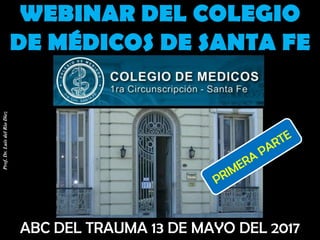 WEBINAR DEL COLEGIO
DE MÉDICOS DE SANTA FE
ABC DEL TRAUMA 13 DE MAYO DEL 2017
Prof.Dr.LuisdelRioDiez
 
