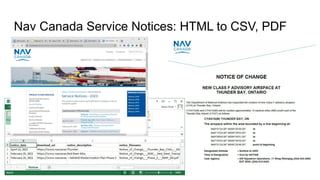 Nav Canada Service Notices: HTML to CSV, PDF
 