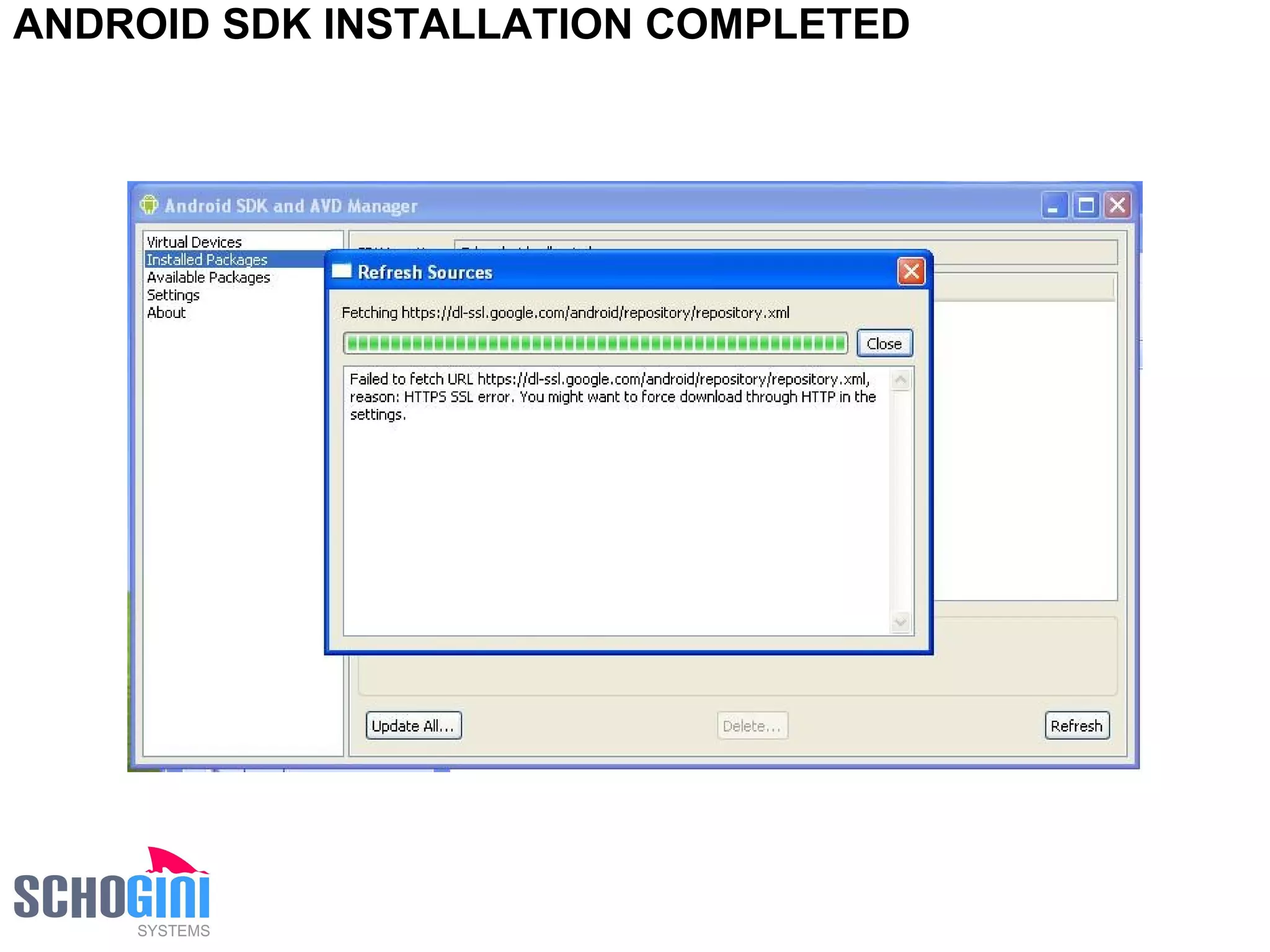 ANDROID SDK INSTALLATION COMPLETED 