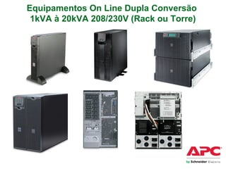 Equipamentos On Line Dupla Conversão
1kVA à 20kVA 208/230V (Rack ou Torre)
 