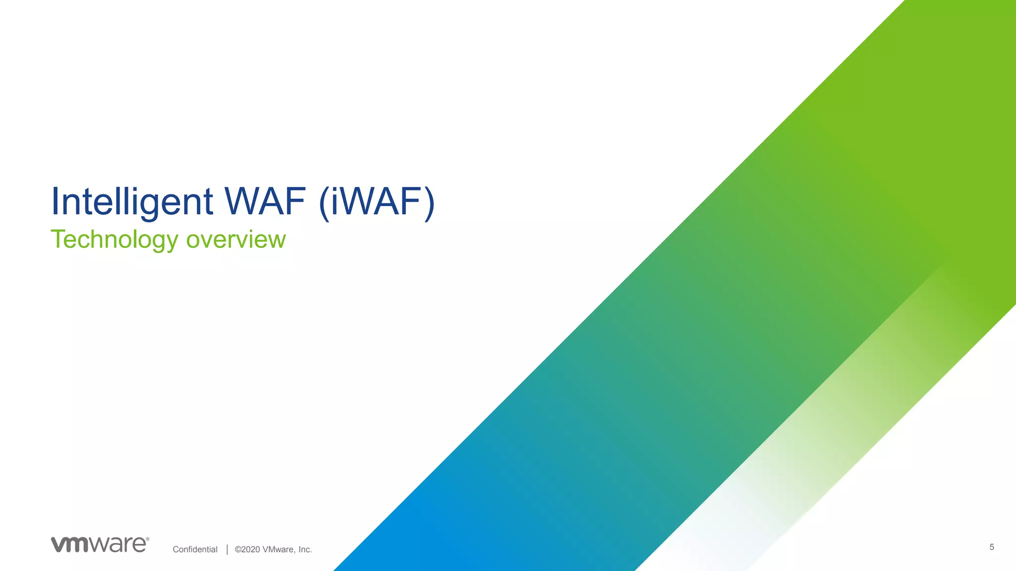 5Confidential │ ©2020 VMware, Inc.
Intelligent WAF (iWAF)
Technology overview
 