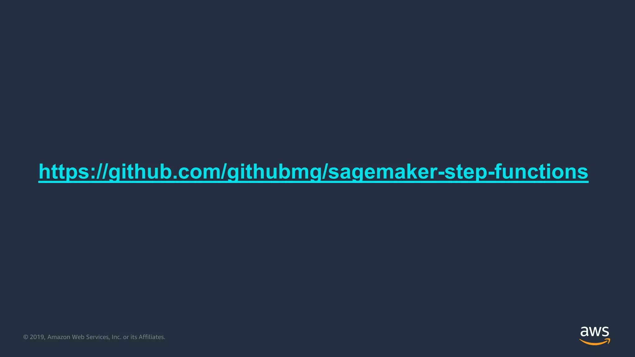 © 2019, Amazon Web Services, Inc. or its Affiliates.
https://github.com/githubmg/sagemaker-step-functions
 