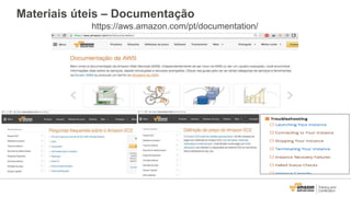 https://aws.amazon.com/pt/documentation/
Materiais úteis – Documentação
 