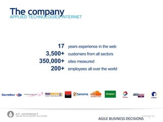 © COPYRIGHT 2013ONLINE INTELLIGENCE SOLUTIONS
The company
AGILE BUSINESS DECISIONS 4
APPLIED TECHNOLOGIES INTERNET
years experience in the web
customers from all sectors
sites measured
employees all over the world
17
3,500+
350,000+
200+
 
