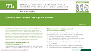 Authentic Assessment in Irish HE – National Forum
 