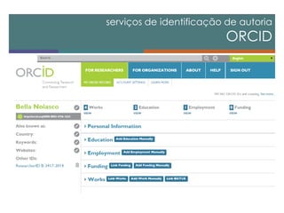serviços de identificação de autoria ORCID  