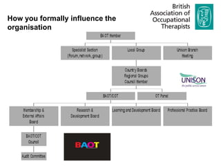 How you formally influence the
organisation
 