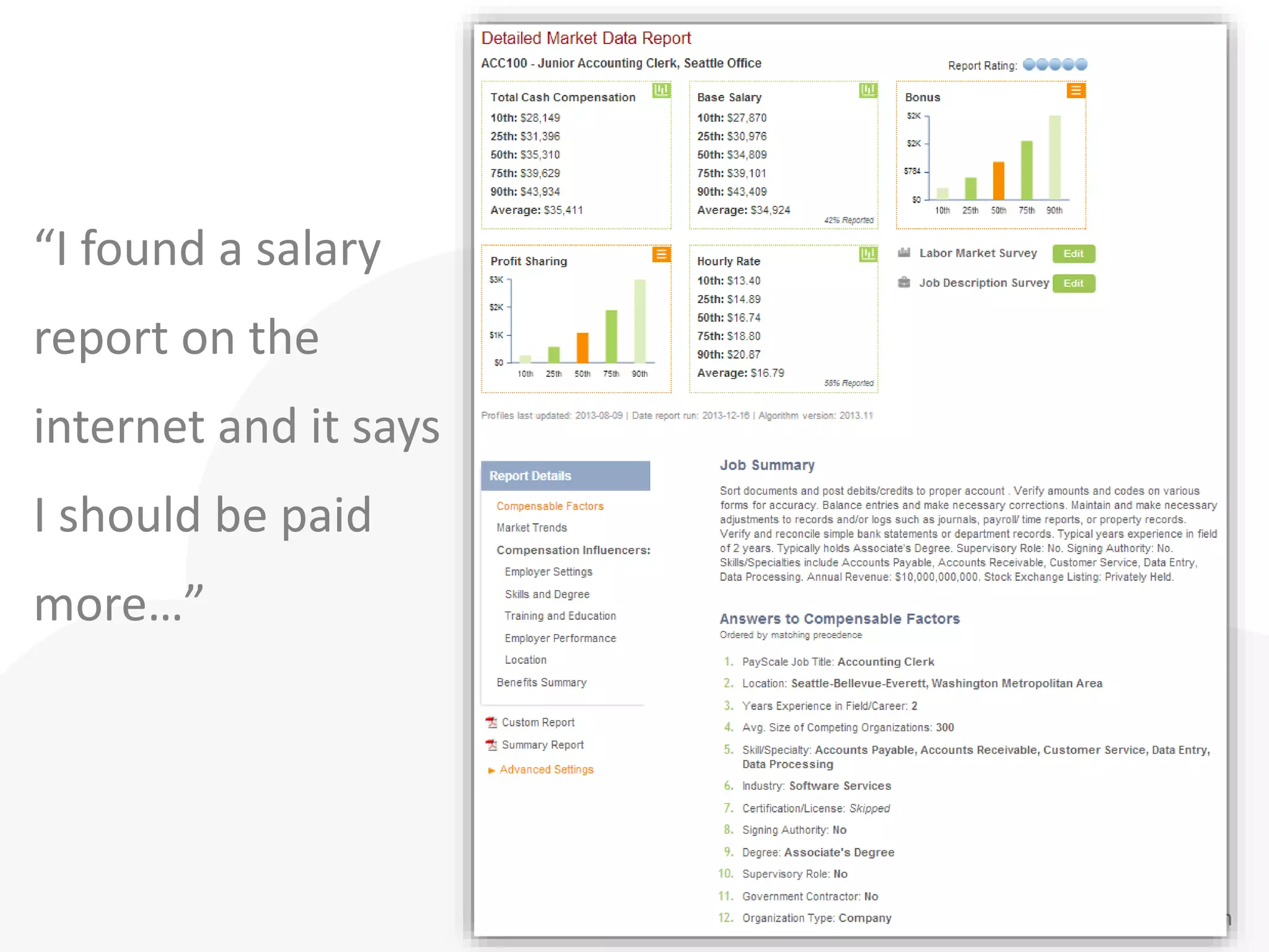 www.payscale.com
“I found a salary
report on the
internet and it says
I should be paid
more…”
 