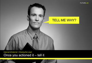 Internal & External = Closing the Loop!
Once you actioned it – tell it
TELL ME WHY?
FUTURELAB
 