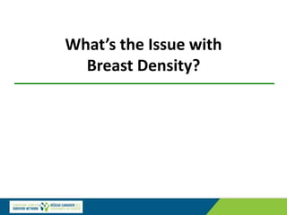 What’s the Issue with
Breast Density?
 