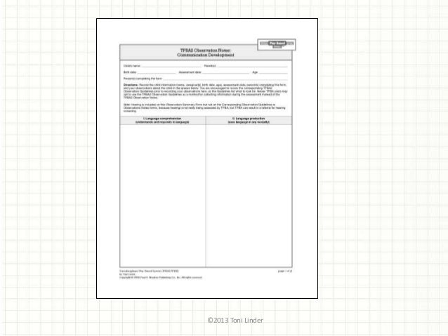 Transdisciplinary play-based assessment sample report picture