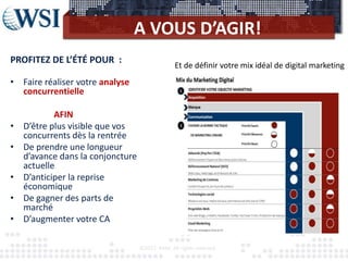 A VOUS D’AGIR!
PROFITEZ DE L’ÉTÉ POUR :
• Faire réaliser votre analyse
concurrentielle
AFIN
• D’être plus visible que vos
concurrents dès la rentrée
• De prendre une longueur
d’avance dans la conjoncture
actuelle
• D’anticiper la reprise
économique
• De gagner des parts de
marché
• D’augmenter votre CA
©2012 RAM. All rights reserved.
Et de définir votre mix idéal de digital marketing
 