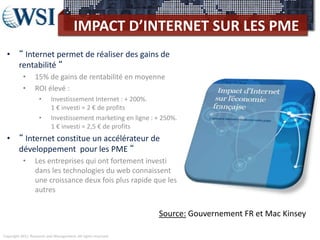Copyright 2011 Research and Management. All rights reserved.
IMPACT D’INTERNET SUR LES PME
• “ Internet permet de réaliser...