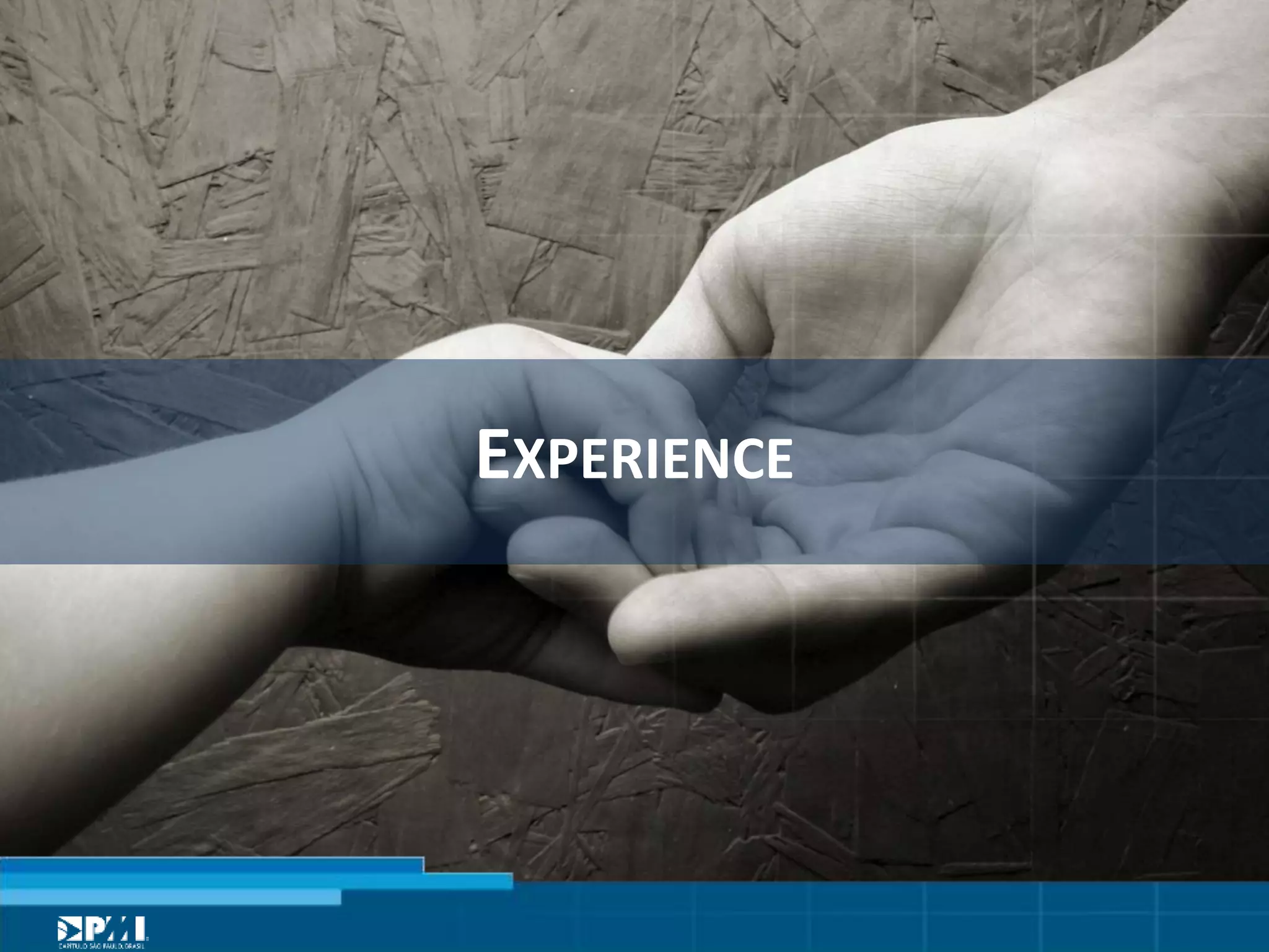 Título do Slide
Máximo de 2 linhas
EXPERIENCE	
  
 