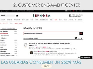 LAS USUARIAS CONSUMEN UN 250% MÁS
2. CUSTOMER ENGAMENT CENTER
17/37
 