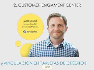 ¿VINCULACIÓN EN TARJETAS DE CRÉDITO?
2. CUSTOMER ENGAMENT CENTER
18/37
 