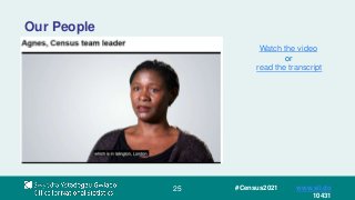 25
Our People
Watch the video
or
read the transcript
#Census2021 www.sli.do
10431
 
