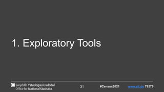1. Exploratory Tools
#Census2021 www.sli.do 78579
31
 