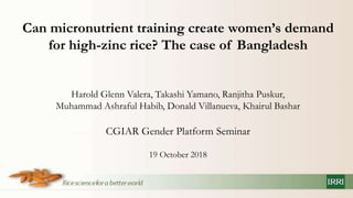 Can micronutrient training create women’s demand for high-zinc rice? The case of Bangladesh