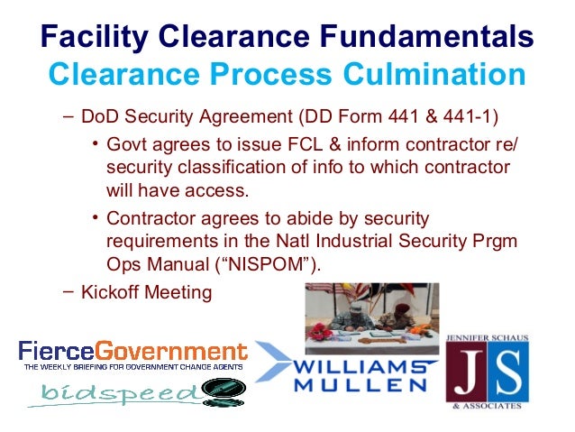 fed gov con security facility clearances dd form 441 1