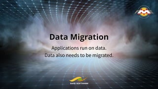 Data Migration
Applications run on data.
Data also needs to be migrated.
 