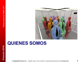 Vistazo general CM M I -SVC




                                QUIENES SOMOS
Procesix 2010




                                  Copyright Procesix Inc. Cualquier copia u otro uso debe ser autorizado expresamente por Procesix Inc.   4
 
