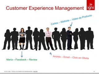 Customer Experience Management




   María – Facebook – Review



© 2012 IGNI / TODOS LOS DERECHOS RESERVADOS / IGNI.MX   15
 