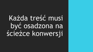 Każda treść musi
być osadzona na
ścieżce konwersji
 