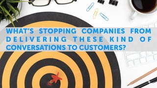 WHAT’S STOPPING COMPANIES FROM
D E L I V E R I N G T H E S E K I N D O F
CONVERSATIONS TO CUSTOMERS?
 