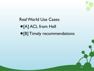 63
Real World Use Cases:
•[A] ACL from Hell
•[B] Timely recommendations
 