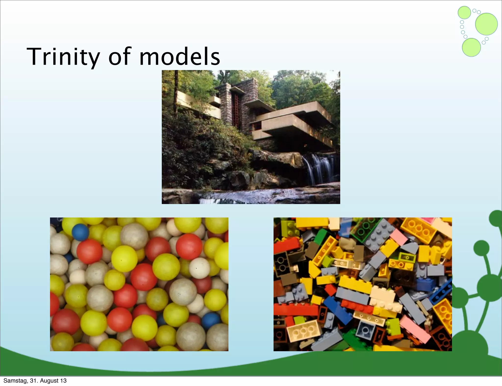 Trinity of models
Samstag, 31. August 13
 