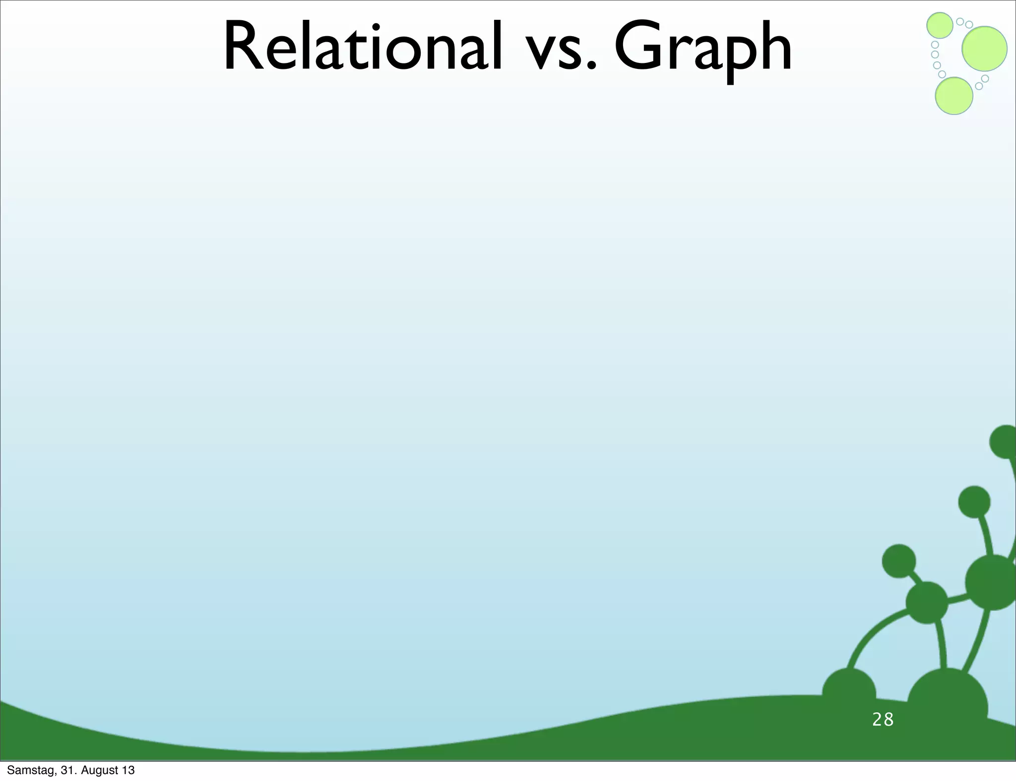 28
Relational vs. Graph
Samstag, 31. August 13
 